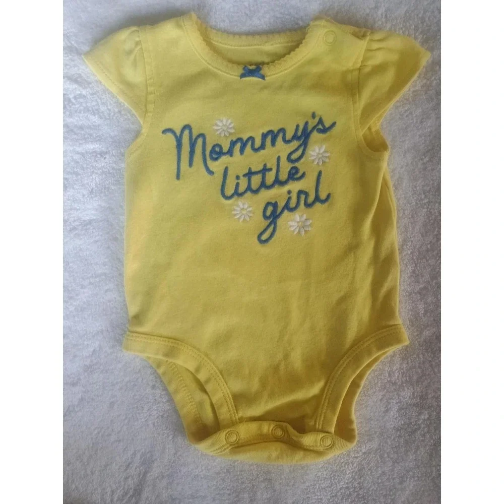 Baby Girl 2pc Set Yellow Mommys Little Girl Bodysuit Blue Pants 0/3M